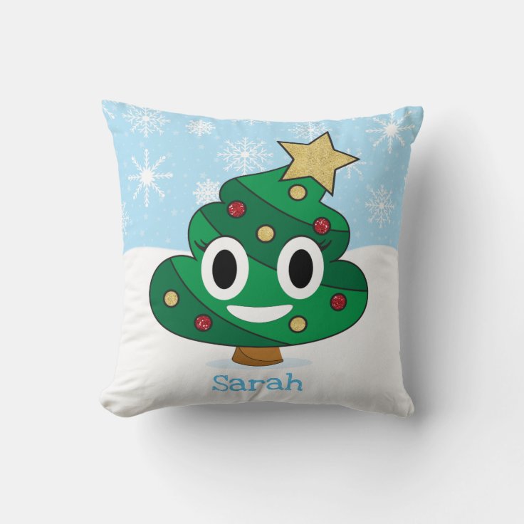 Christmas Tree Poop Emoji Pillow Zazzle