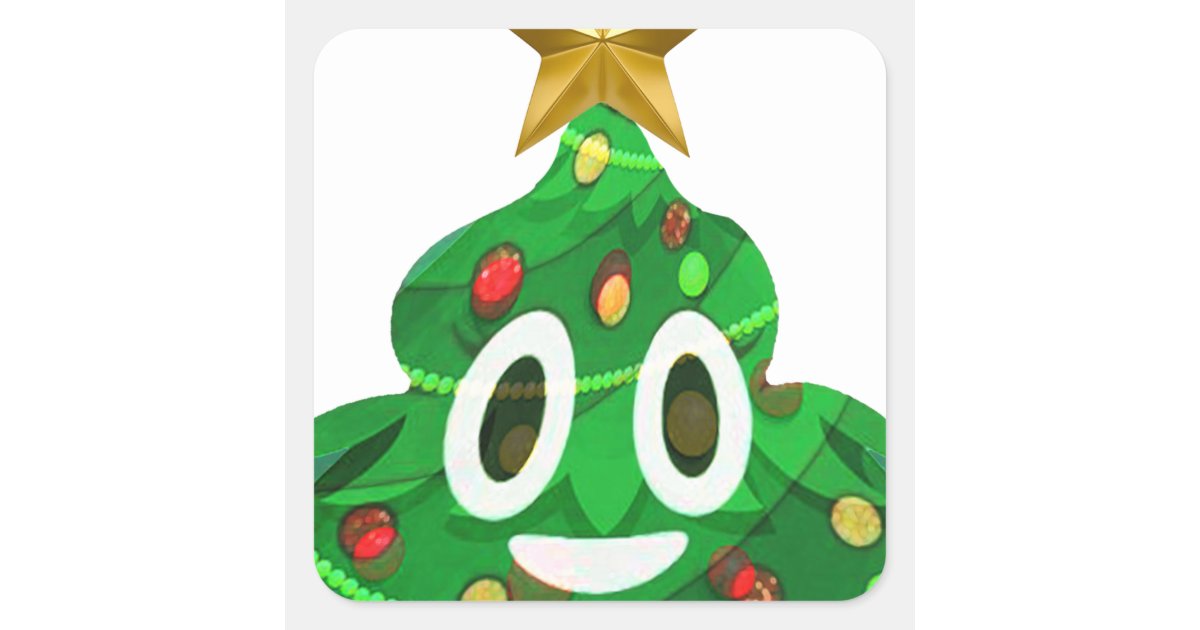 Christmas Tree Poop Emoji Square Sticker