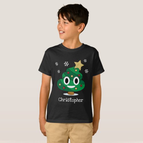 Christmas Tree Poop Emoji T_Shirt with Name