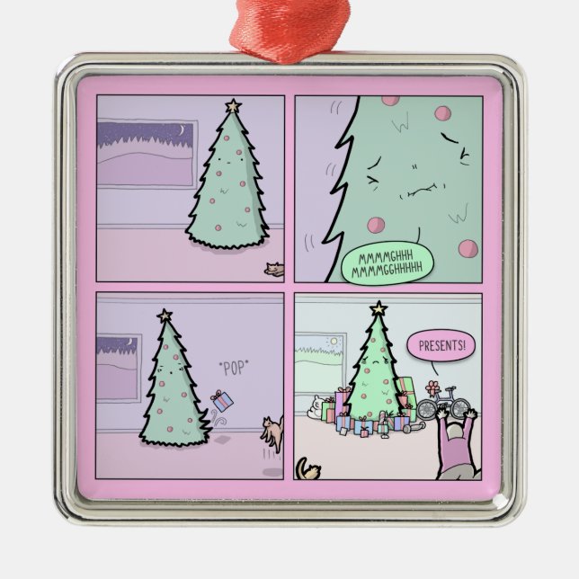 Christmas Tree Pooping Metal Ornament (Front)