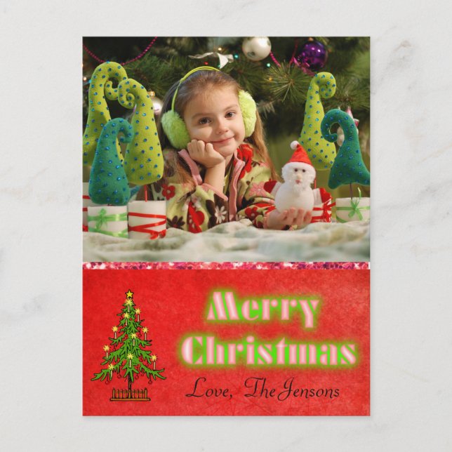 Christmas Tree  Postcard Personalized Red (Front)