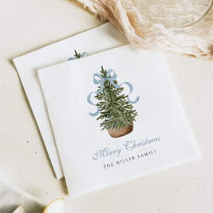 Christmas Tree Preppy Bow Blue Christmas Napkins