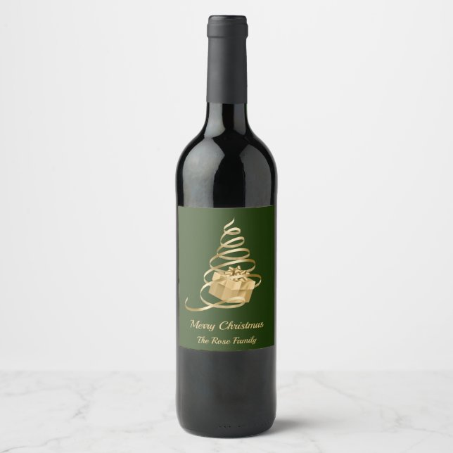 Christmas Tree Present Food and Beverage Label Set (Front)
