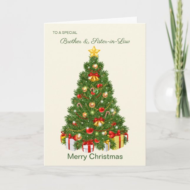 Christmas tree, presents, Brother & Sister-in-Law Holiday Card (Front)