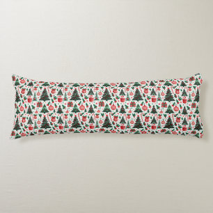 Christmas tree, presents, candy cane body pillow