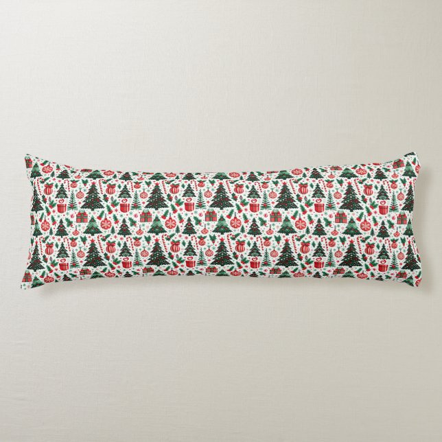 Christmas tree, presents, candy cane body pillow (Front)