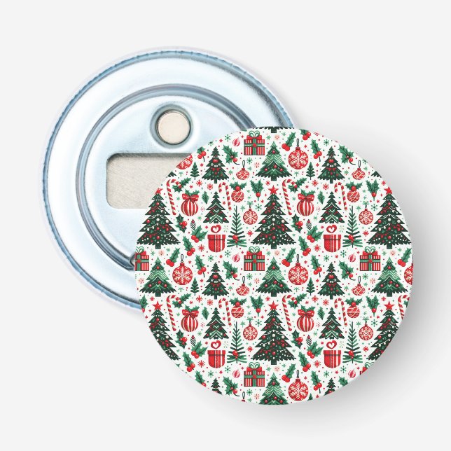 Christmas tree, presents, candy cane bottle opener (Front)