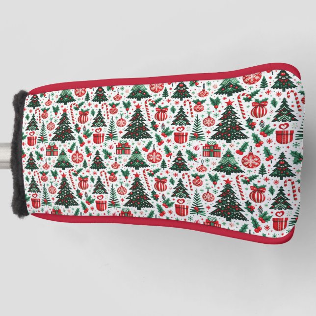Christmas tree, presents, candy cane golf head cover (Front)