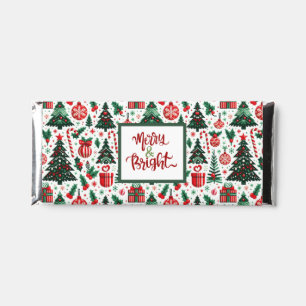 Christmas tree, presents, candy cane hershey bar favors