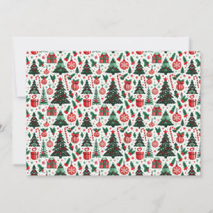 Christmas tree, presents, candy cane holiday card