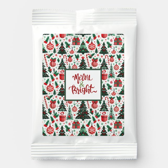Christmas tree, presents, candy cane hot chocolate drink mix (Front)