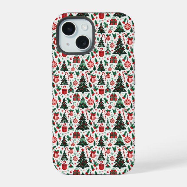 Christmas tree, presents, candy cane iphone case (Back)