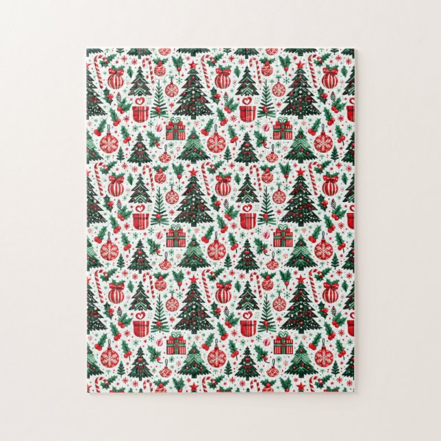 Christmas tree, presents, candy cane jigsaw puzzle (Vertical)