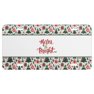 Christmas tree, presents, candy cane license plate