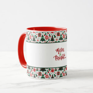 Christmas tree, presents, candy cane mug