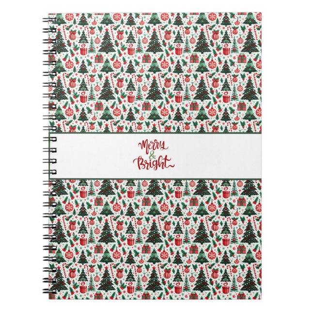 Christmas tree, presents, candy cane notebook (Front)