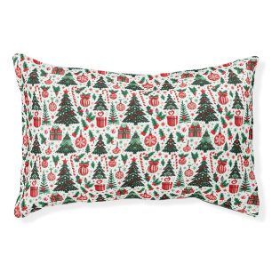 Christmas tree, presents, candy cane pet bed