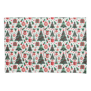 Christmas tree, presents, candy cane pillow case