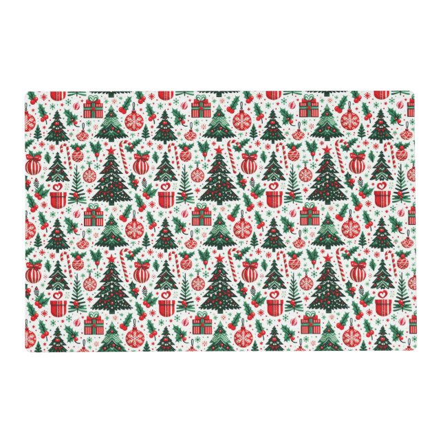 Christmas tree, presents, candy cane placemat (Front)