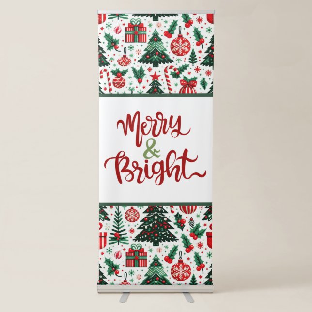 Christmas tree, presents, candy cane retractable banner (Front)