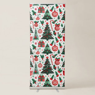 Christmas tree, presents, candy cane retractable banner