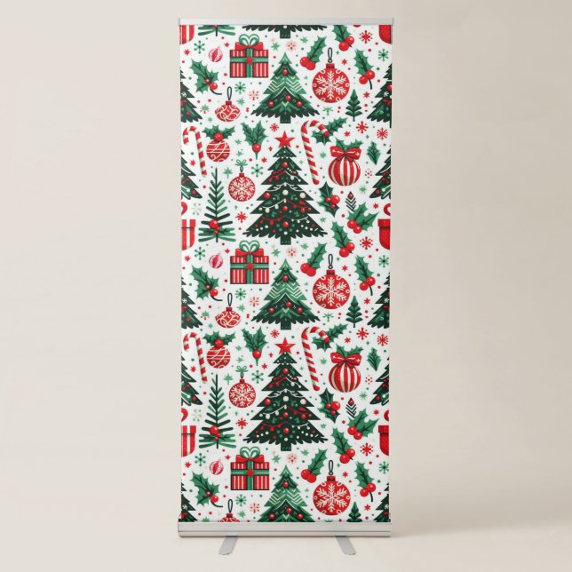 Christmas tree, presents, candy cane retractable banner (Front)