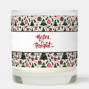 Christmas tree, presents, candy cane scented candle