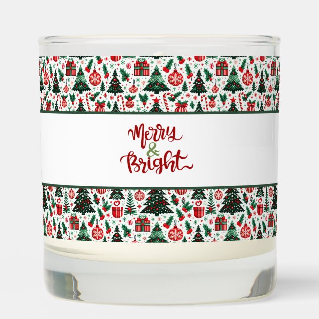 Christmas tree, presents, candy cane scented candle (Front)