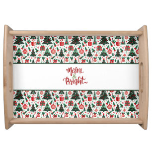 Christmas tree, presents, candy cane serving tray