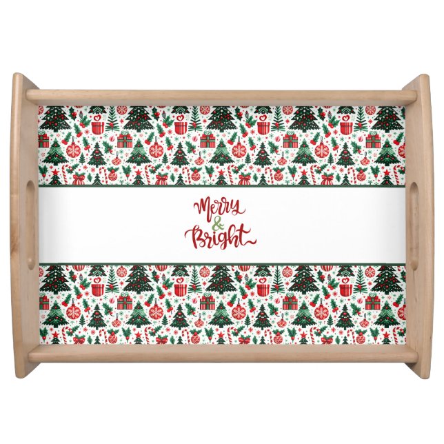 Christmas tree, presents, candy cane serving tray (Front)