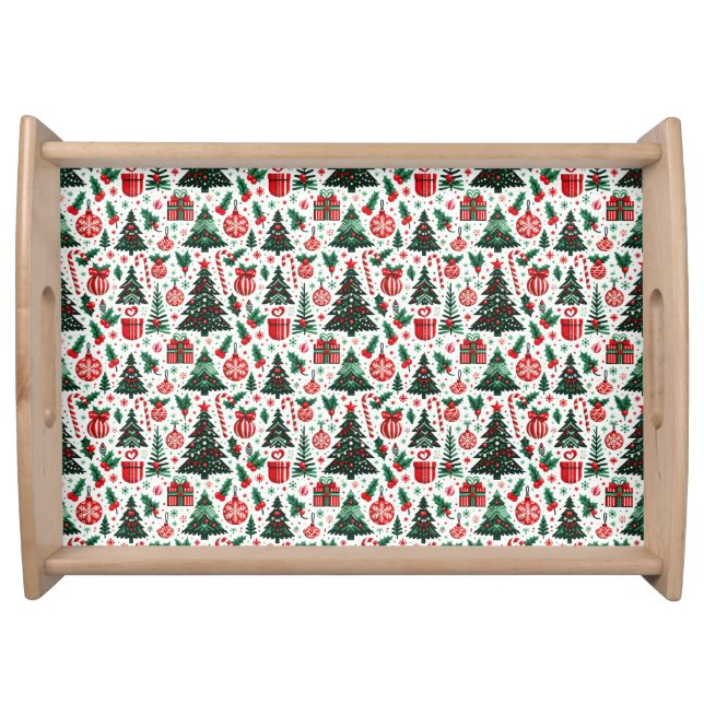Christmas tree, presents, candy cane serving tray (Front)