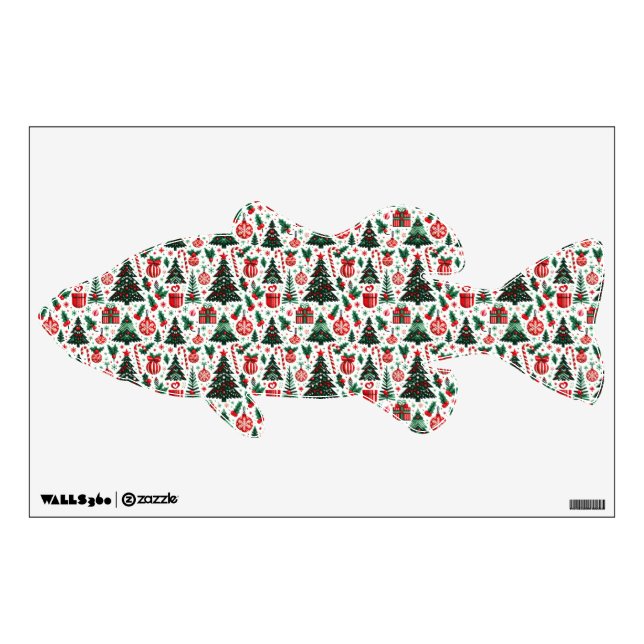 Christmas tree, presents, candy cane wall decal (Front)