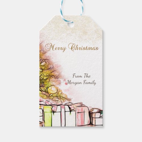 Christmas TreePresents Confetti  Gift Tags