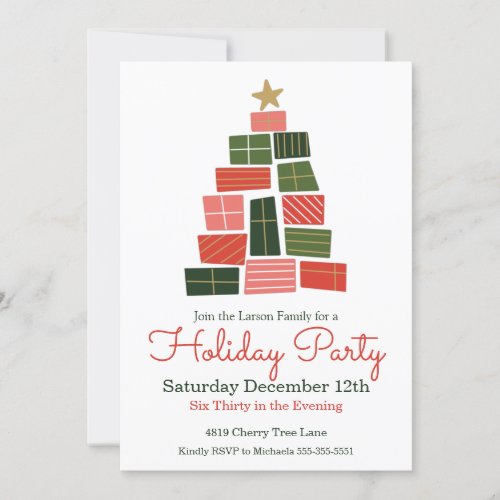 Christmas Tree Presents Holiday Party Invitation