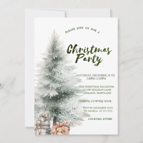 Christmas TreePresents Snow Christmas Party Invitation