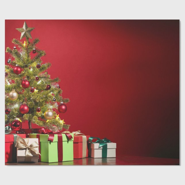 Christmas Tree & Presents Wrapping Paper (Flat)