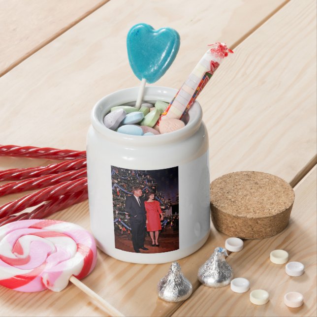 Christmas Tree President John Kennedy & Jacqueline Candy Jar (In Situ)