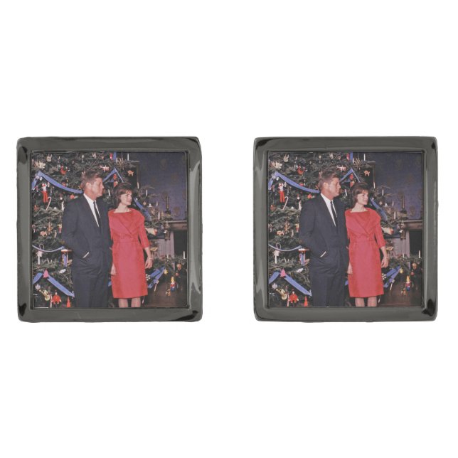 Christmas Tree President John Kennedy & Jacqueline Cufflinks (Front)