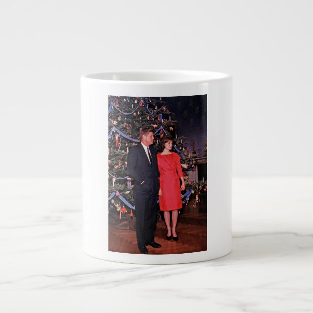 Christmas Tree President John Kennedy & Jacqueline Giant Coffee Mug (Front)