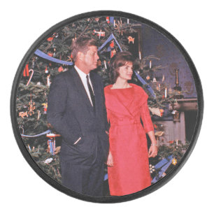 Christmas Tree President John Kennedy & Jacqueline Hockey Puck