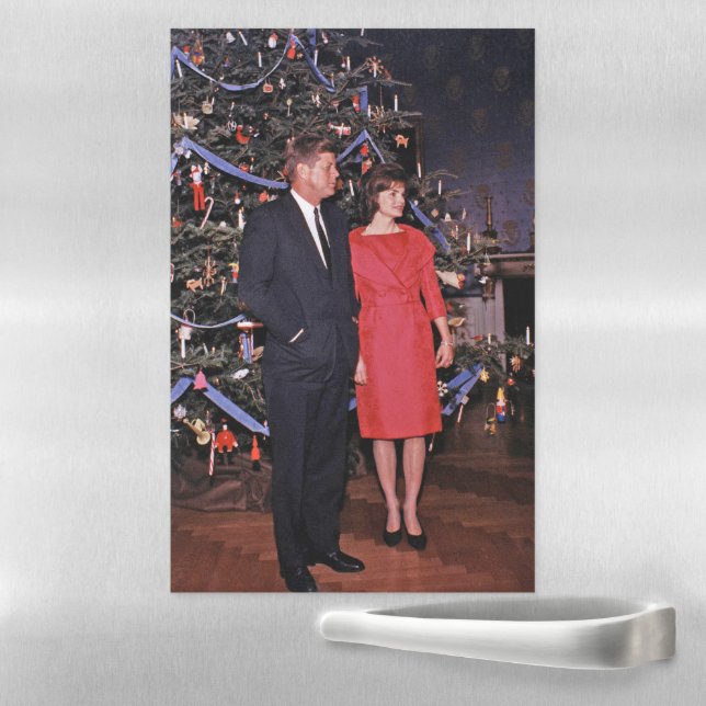 Christmas Tree President John Kennedy & Jacqueline Magnetic Dry Erase Sheet (In Situ)