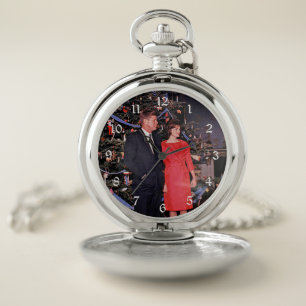 Christmas Tree President John Kennedy & Jacqueline Pocket Watch