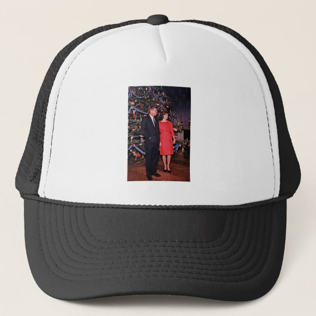 Christmas Tree President John Kennedy & Jacqueline Trucker Hat (Front)