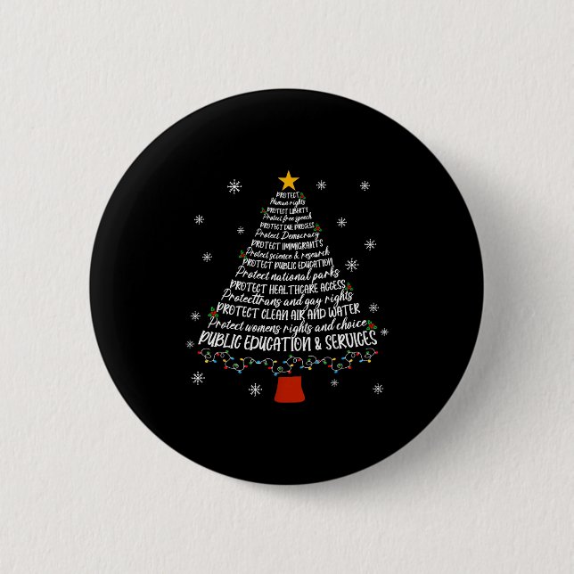 Christmas Tree Protect Human Rights Protect Libert Button (Front)