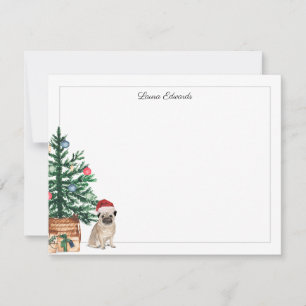 Christmas Tree Pug Holiday Note Card