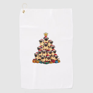 Christmas Tree Pugs Pug Dog  Golf Towel