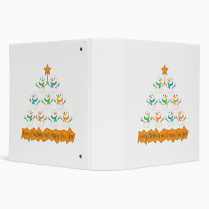 Christmas tree pyramid made of xmas snowmen 3 ring binder