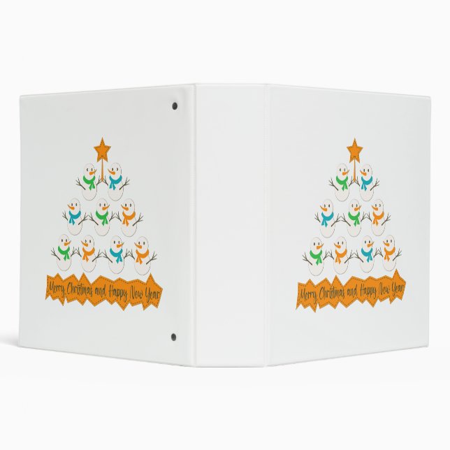 Christmas tree pyramid made of xmas snowmen 3 ring binder (Background)