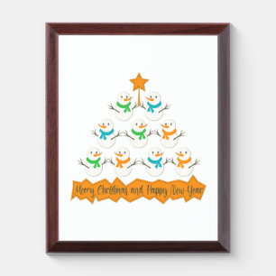 Christmas tree pyramid made of xmas snowmen award plaque