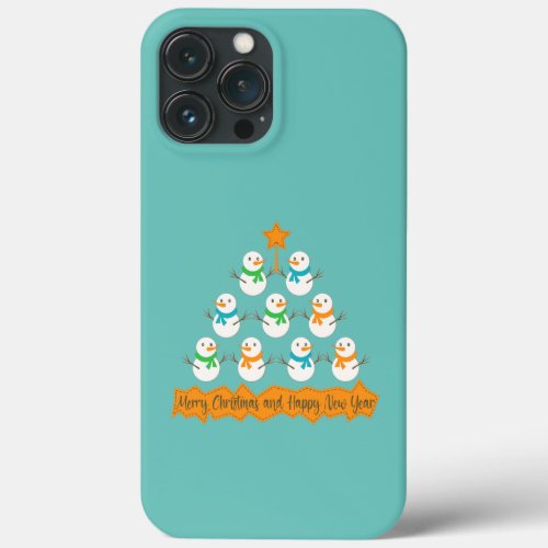 Christmas tree pyramid made of xmas snowmen iPhone 13 pro max case